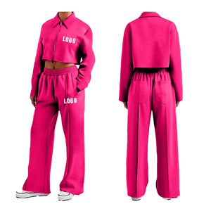 Sudadera corta con capucha y pantalones acampanados más vendidos, chándales de invierno para mujer, ropa de calle de algodón 100% de alta calidad, chándal recién llegado - Product Image 3