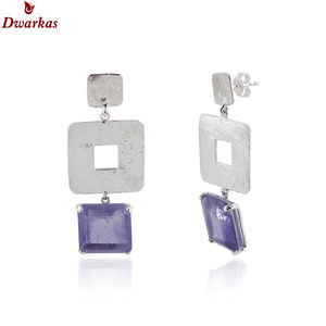 Proveedor, venta al por mayor, pendiente de Plata de Ley 925, piedra preciosa muy Perry de cuarzo, pendiente de martillo doble, joyería - Product Image 1