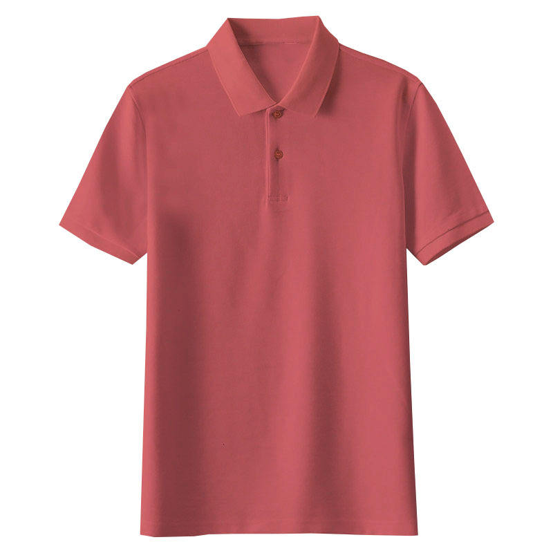 Solid color short-sleeved polo shirt - brick red