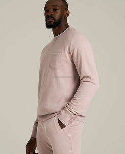 Jersey transpirable ecológico de calidad superior para hombre, sudadera para invierno, patrón sólido, 100% algodón, cuello redondo, ajuste holgado en la parte delantera - Product Image 3