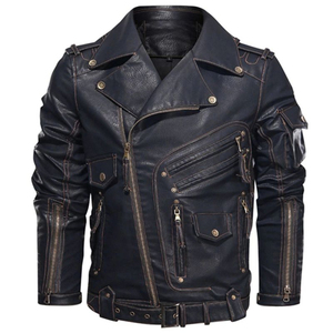 Customized Men's Motorcycle Style Leather <b>Jacket</b> Latest Spring Autumn Fashion <b>Slim</b> <b>Fit</b> Biker Coat Stand Collar Natural Leather - Product Image 6