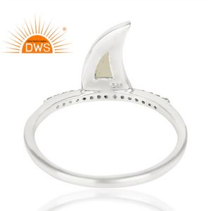 Anillo de plata de ley fina hecho a mano con diseño de cuerno de piedras preciosas de Calcedonia Aqua, joyería para mujer, regalo para ella - Product Image 3