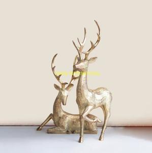 <b>Gold</b> Standing & Sitting Reindeer Pair <b>Christmas</b> Figurines Holiday Deer Sculptures Festive Tabletop <b>Decor</b> Winter Gift & Sculpture - Product Image 3
