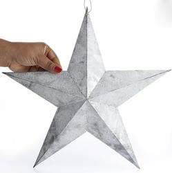 Galvanizado blanco lavado rústico Metal granero estrella colgante pared decoración del hogar - Product Image 5