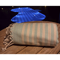 Serviette de plage turque Peshtemal Silkeca rayée 100% coton 100x180cm 430gsm double face en peluche séchage rapide personnalisable pour la maison