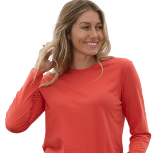 Camiseta de Manga Larga Roja para Mujer, 100% Algodón Orgánico de Lujo, Preencogido, Certificado GOTS, Ajuste Clásico, Suave y Premium - Product Image 4