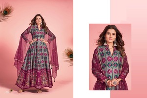 Pure Heavy Silk Dole Jeqard Butti Gown Soft Net Duppta Embroidery Work collection pour femmes - Product Image 4