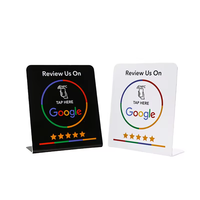13.56mhz personnalisé Nfc Google Review Stand Qr Code Scanning Pvc Tabletop Menu Display Stand