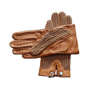 Gants de conduite vintage classiques pour hommes Robe de chauffeur imperméable en cuir de chèvre pour gants d'hiver Protection UV Dos crochet - Product Image 4