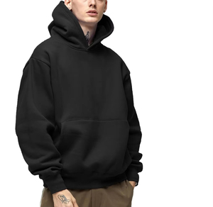 Ropa de calle de alta calidad, logotipo propio personalizado, Color sólido, forro polar cálido en el interior, cómoda Sudadera con capucha de algodón para hombres de invierno - Product Image 1