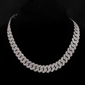 Collier chaîne à maillons vintage en argent 925 certifié IGI avec diamant moissanite VVS, cadeau de fête unisexe - Product Image 1
