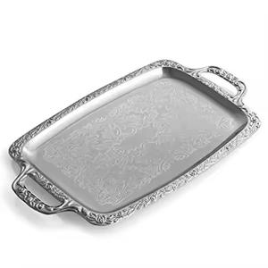 Plateau de service en aluminium coulé de conception royale avec poignée ronde disponible pour les fêtes de mariage et les cafés - Product Image 2