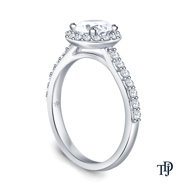 Platinum Beautiful Halo Semi Mount Ring with Accent Diamonds (Natural) OEM Wholesale retail jewelry