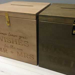 X-Large Stained <b>Hinged</b> Wishing Well Wedding Decorations Nordic <b>Light</b> Walnut Handmade Laser Engraving Options - Product Image 2