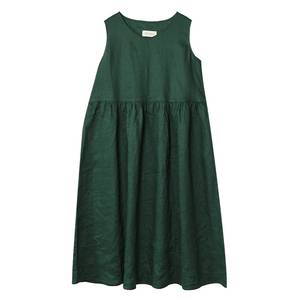 Vestido MIDI sin mangas clásico para mujer, ropa informal de lino puro suave para verano y primavera, vestido Maxi Suelto - Product Image 2