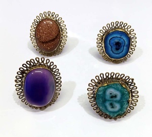 Anillos de latón Bohomain coloridos, cuentas de piedra completas de corte princesa para fiesta de compromiso para niñas, regalos de San Valentín, exportación mundial India - Product Image 1