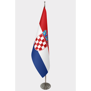 Drapeau d'intérieur officiel de la Croatie, imprimé numériquement, en polyester de soie et matériaux plastiques sur mât en aluminium - Product Image 1