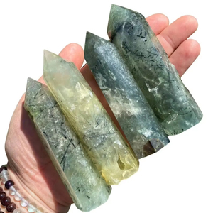 Torre de cristal de Prehnita de alta calidad, obelisco Natural para el hogar, decoración de Feng Shui, mascota de piedra curativa, piedra artesanal pulida - Product Image 2