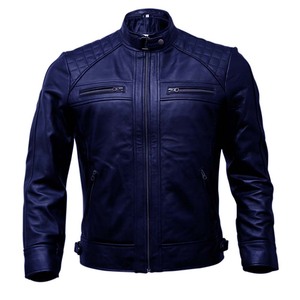 Chaqueta de motorista de cuero genuino para hombre, chaqueta de motociclista de piel de cordero desgastada, color negro, Vintage, marrón - Product Image 4
