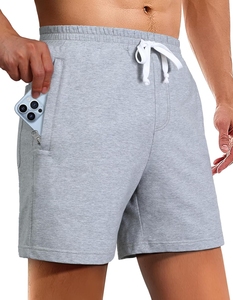 กางเกงขาสั้นผู้ชายทรงสปอร์ตกางเกงสเวตเตอร์ผ้าคอตตอนสำหรับ100% ทรงลีโมผ้ายืดปิดเอวยางยืดสีเข้มสีอ่อน - Product Image 1