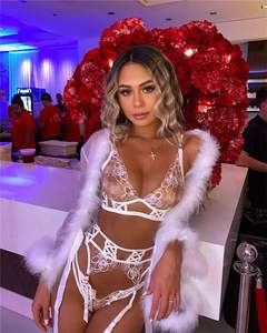 Robe de chambre courte en plumes sexy pour femmes, robe de chambre transparente en tulle, illusion, robe de chambre en plumes pour anniversaire, costume - Product Image 2