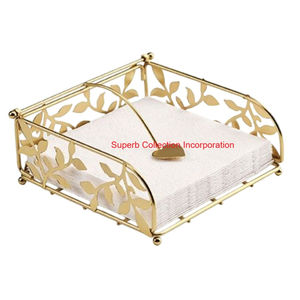 Porte-serviettes en métal noir moderne avec bras lesté Design de panier décoratif pour table à manger de cuisine et rangement de comptoir - Product Image 6