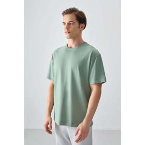T-shirt basique pour homme Air Jones, coupe ample, 100% coton, épais, doux et texturé, vert cactus clair, modèle 88353 - Product Image 3