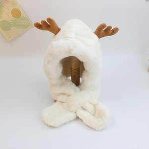 Bébé automne <span class=keywords><strong>et</strong></span> hiver chapeau en corne de cerf pour enfants, écharpe une pièce chapeau en peluche fille mignon garçon chaud pull chapeau - Product Image 4