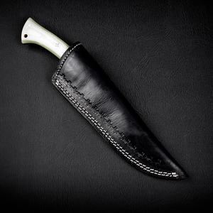 Couteau de survie en acier Damas à lame fixe, personnalisable, pour la chasse et le camping en extérieur, manche G10, étui en cuir, fabricant OEM - Product Image 6