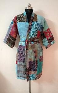 Patchwork Handmade Kantha Coat Kantha Quilted <b>Jacket</b>, Kantha Quilt Women Wear Bath Robe Comfortable for Winter Wear Women <b>Kimono</b> - Product Image 3