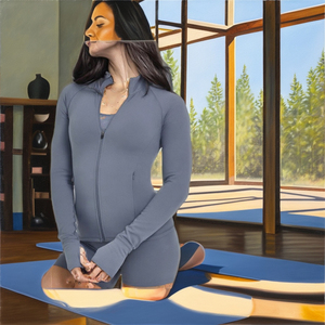 Camiseta Deportiva de Manga Larga para Mujer, con Cierre Completo, Transpirable, de Secado Rápido, Ajustada, para Fitness, Running, Yoga, Cuello Alto, Corte Slim - Product Image 2