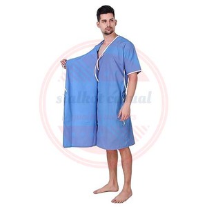 Batas de paciente médico profesional para mujeres y hombres Batas de paciente de alta calidad de algodón de punto para hospital - Product Image 4