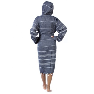 Albornoz Pestemal Turco Unisex de Lujo, Tejido, 100% Algodón, con Capucha, Diseño a Rayas, Talla Grande, Elegante, de Secado Rápido y Transpirable - Product Image 5