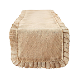 Chemin de table rustique en lin décoratif durable 100% coton brodé avec pompons roses 160 GSM 90 pouces Décoration Inde ISO FedEx - Product Image 4