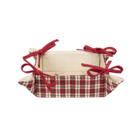 Panier de rangement de luxe en coton 100% imprimé numériquement et brodé, avec détails raffinés, idéal pour le présentation des toasts du matin