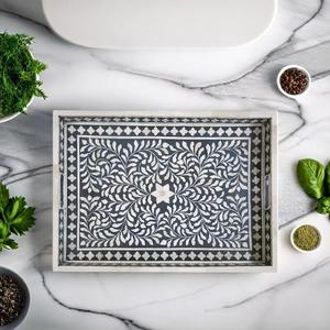 Plateau de service décoratif en os incrusté de qualité supérieure pour la décoration de table basse, le service et l'organisation, disponible au meilleur prix - Product Image 5