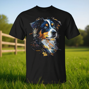 T-Shirt Promozionale con Occhi Blu del Pastore Australiano, Maglietta per Amanti del Cane Pastore Australiano - Product Image 3