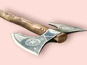 Venta al por mayor personalizado de alta calidad OEM ODM servicio Venta caliente hecho a mano de doble cabeza hacha de acero al carbono con Funda de cuero - Product Image 3