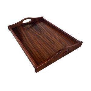 Venta de fábrica, artículos para bebidas, bandeja de madera para servir, venta al por mayor, bandeja de madera con asa para boda, fiesta y restaurante, bandeja para servir - Product Image 2