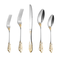 Ensemble de couverts de mariage luxueux et durables en acier inoxydable plaqué, couteau, fourchette, cuillère, vaisselle pour événements et repas à prix avantageux