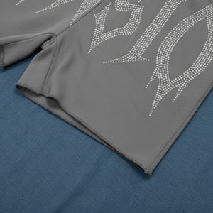 Pantalones cortos de algodón 100% de High Street grises a la moda de verano, pantalones cortos con diseño de logotipo de diamantes de imitación personalizados para hombres - Product Image 6