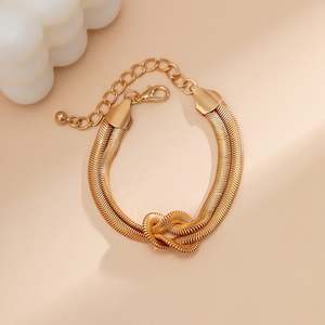 Bracelet à maillons en chaîne avec nœuds plaqués or Jeulia - Style géométrique vintage tendance - Product Image 3