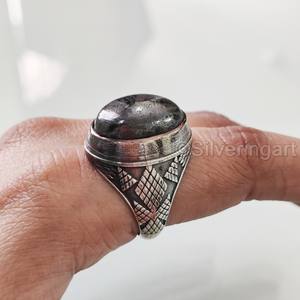 Anillo de hematita natural para hombre, piedra preciosa, todos los tamaños, joyería de aniversario otomano, anillo de Plata de Ley 925, novedad - Product Image 2