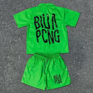 2025 logotipo personalizado ecológico transpirable patrón sólido chándal conjunto corto Unisex 2 piezas camiseta pantalones cortos con logotipo personalizable - Product Image 3