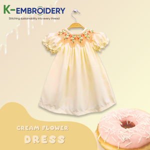 เดรสเด็กพิมพ์ลายดอกไม้สีครีมสวย - Product Image 3