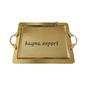 Bandeja de Metal de espejo cuadrado de lujo, bandeja decorativa de Metal de acero inoxidable con acabado brillante dorado, bandeja decorativa en relieve para el hogar y el Hotel - Product Image 6