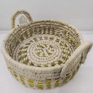 Cesta de Mimbre Decorativa Redonda Personalizada al por Mayor, con Doble Tono de Color, 2 Asas Laterales, para Almacenamiento y Organización - Product Image 1