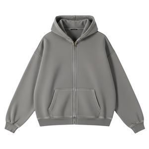 Ventes en gros de sweats à capuche surdimensionnés personnalisés avec lavage à l'acide, fermeture éclair, haute qualité, 450GSM, streetwear pour hommes, sweats à capuche à épaules tombantes avec fermeture éclair pour unisexe - Product Image 4