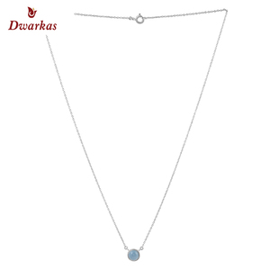 สร้อยคอหินอัญมณี925สเตอร์ลิงสีฟ้า Chalcedony เครื่องประดับขายส่งพร้อมสต็อกแฟชั่น - Product Image 1