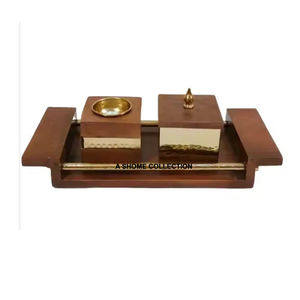 Incrustation en bois brûleur d'encens Ramadan cadeau Bakhoor brûleur bois carré plateau forme arabe brûleur d'encens Mabkhara - Product Image 1
